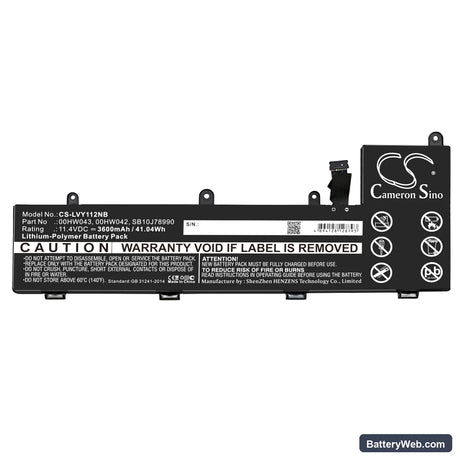 Lenovo ThinkPad Yoga 11e Chromebook Replacement Battery, 11.4V, 3600mAh, Li-Polymer 3
