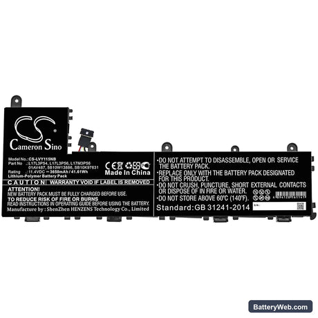 Lenovo Yoga 11E 5th Replacement Battery, 11.4V, 3650mAh, Li-Polymer 3