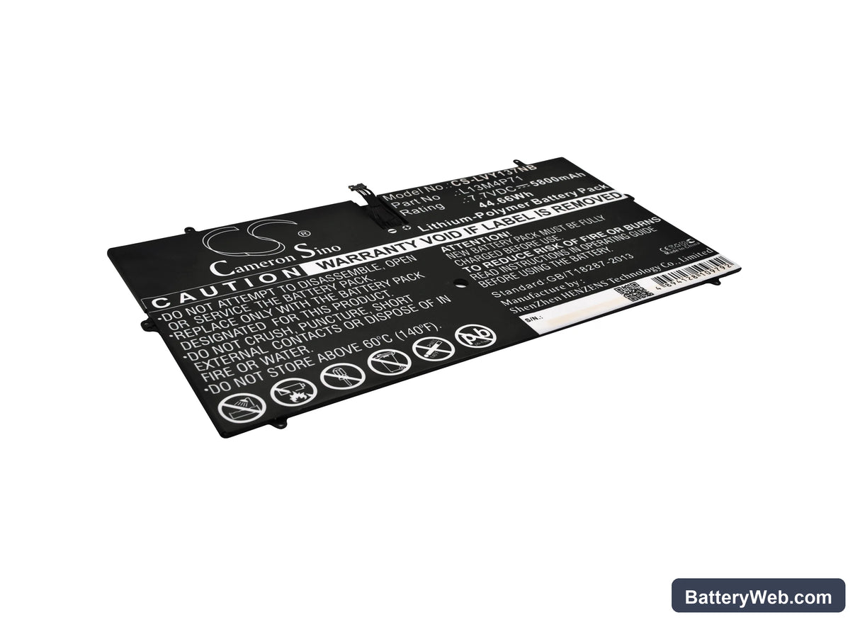 Lenovo Yoga 3 Pro Replacement Battery, 7.7V, 5800mAh, Li-Polymer 1