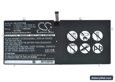 Lenovo Yoga 2 Pro Ultrabook Replacement Battery, 7.4V, 7400mAh, Li-Polymer 1