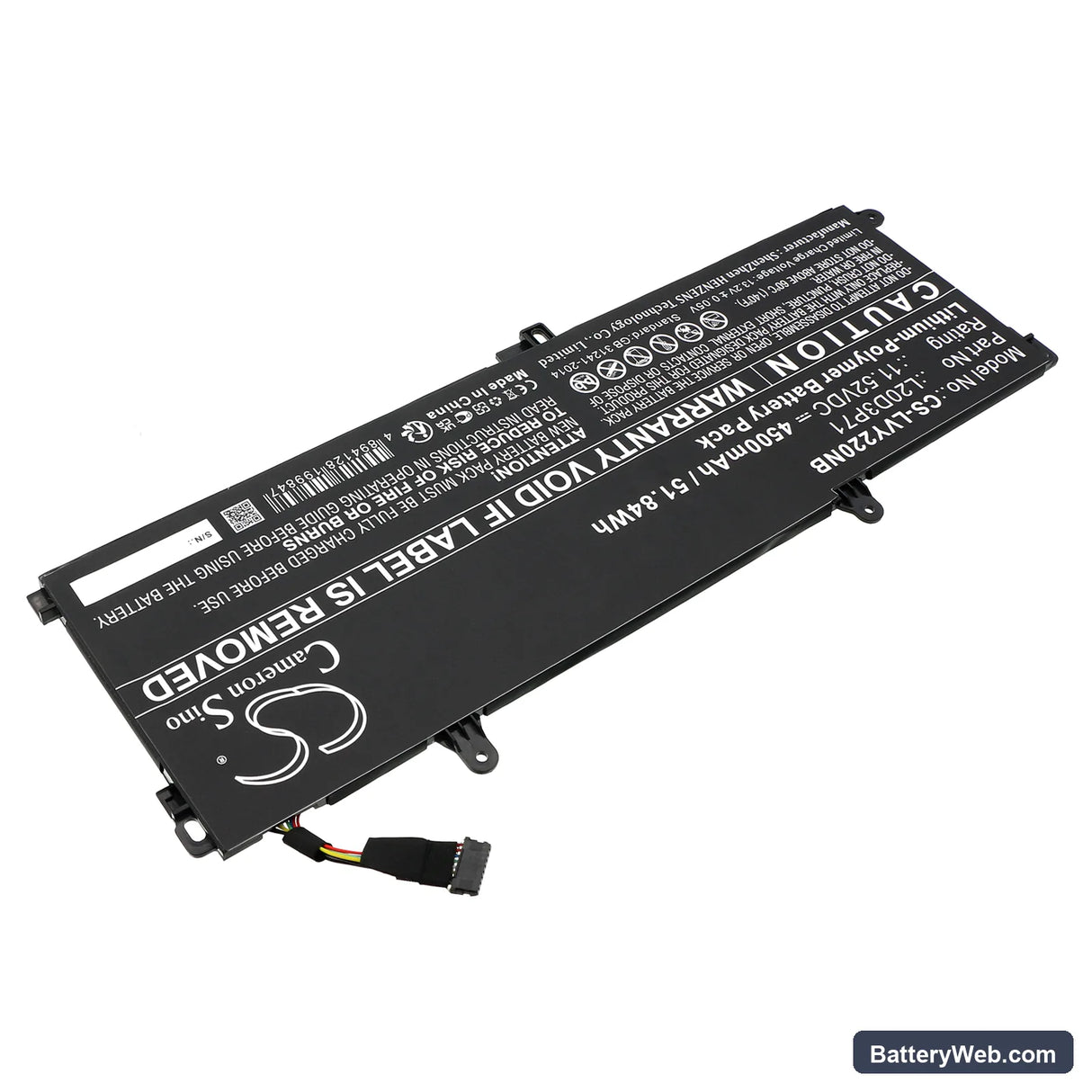 Lenovo ThinkPad X13 Yoga G2 20W8001JCK Replacement Battery, 11.52V, 4500mAh, Li-Polymer 2