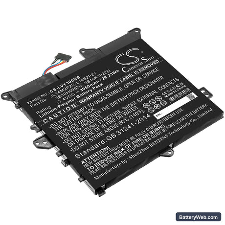 Lenovo Yoga 300-11IBR Replacement Battery, 7.4V, 3950mAh, Li-Polymer 1
