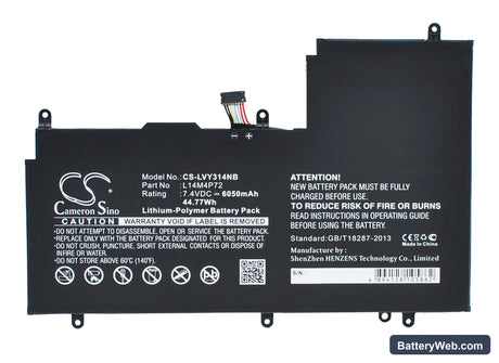 Lenovo Yoga 3 14 Replacement Battery, 7.4V, 6050mAh, Li-Polymer 1