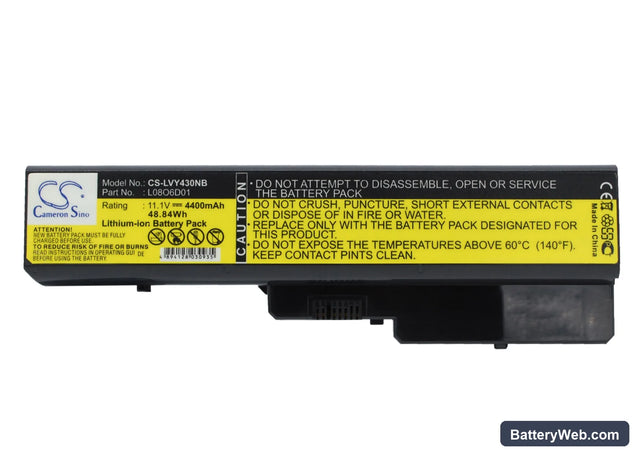 Lenovo ideapad Y430 Replacement Battery, 11.1V, 4400mAh, Li-ion 1