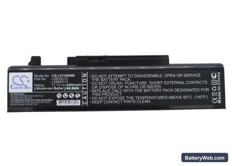 Lenovo IdeaPad Y450 Replacement Battery, 11.1V, 4400mAh, Li-ion 1