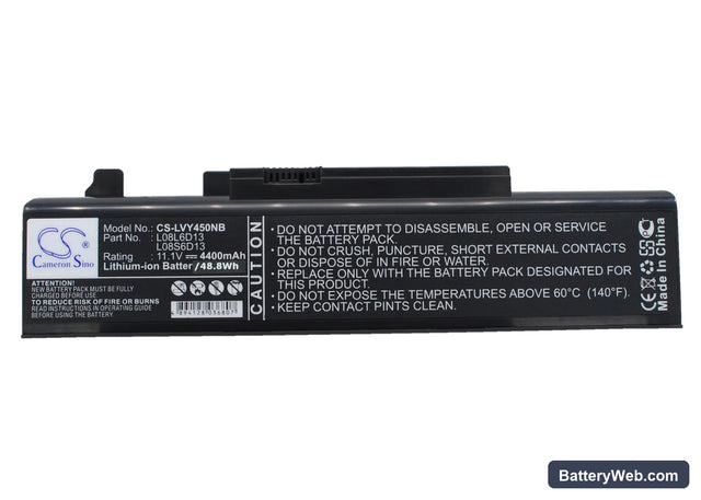 Lenovo IdeaPad Y450 Replacement Battery, 11.1V, 4400mAh, Li-ion 1