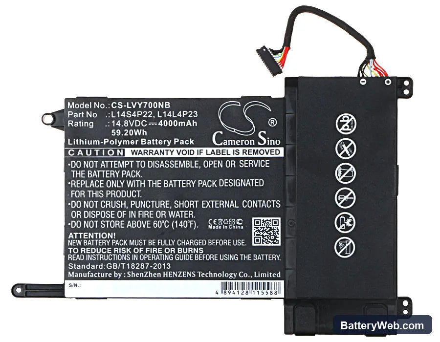 Lenovo IdeaPad Y700 Replacement Battery, 14.8V, 4000mAh, Li-Polymer 5