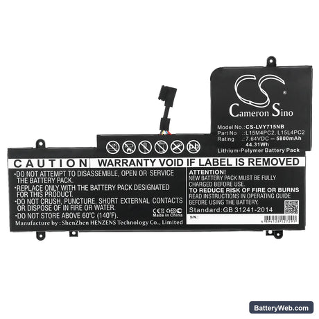 Lenovo Yoga 710 15" Replacement Battery, 7.64V, 5800mAh, Li-Polymer 3