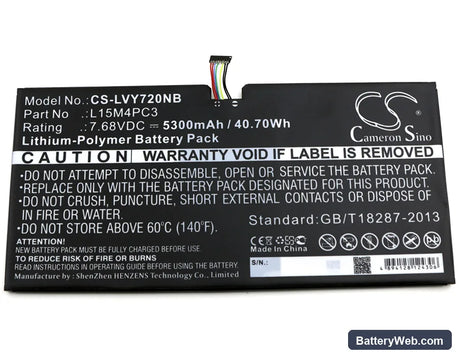 Lenovo IdeaPad Miix 720 Replacement Battery, 7.68V, 5300mAh, Li-Polymer 3