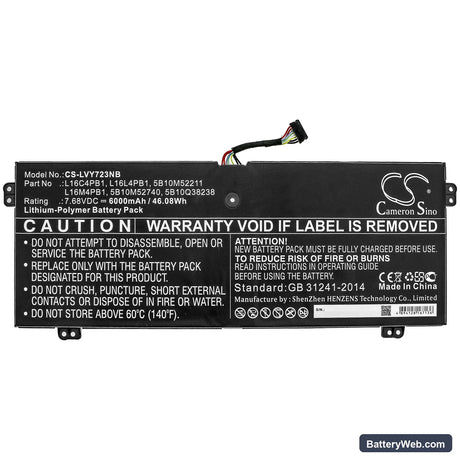 Lenovo YG 720-13IKB I7 16G 1TB 10H 80X6006QAU Replacement Battery, 7.68V, 6000mAh, Li-Polymer 3