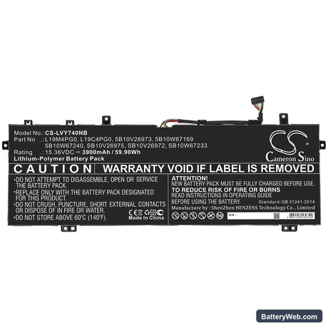 Lenovo Legion Y740S Replacement Battery, 15.36V, 3900mAh, Li-Polymer 3