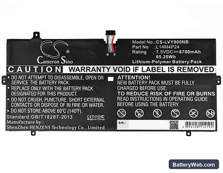 Lenovo Yoga 900 Replacement Battery, 7.5V, 8700mAh, Li-Polymer 5