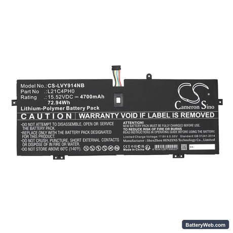 Lenovo Yoga 9 14ITL5-82BG008EPB Replacement Battery, 15.52V, 4700mAh, Li-Polymer 3