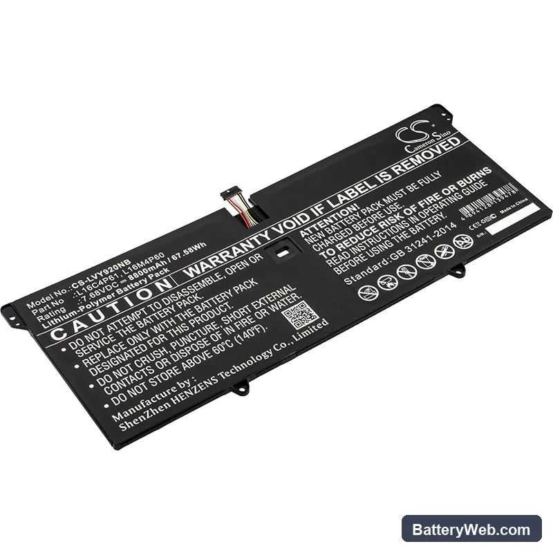 Lenovo Yoga 920 Replacement Battery, 7.68V, 8800mAh, Li-Polymer 1