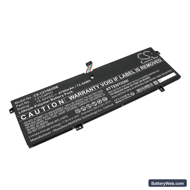 Lenovo Yoga Slim 9 14IAP7 82T0001ETA Replacement Battery, 15.52V, 4700mAh, Li-Polymer 1