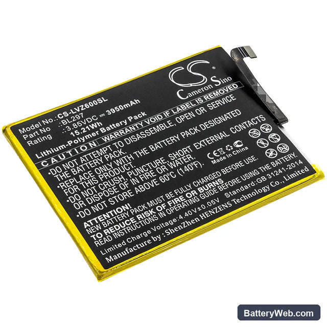 Lenovo Z6 Youth Replacement Battery, 3.85V, 3950mAh, Li-Polymer 1