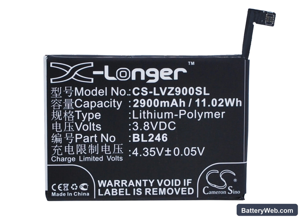 Lenovo Vibe Shot Replacement Battery, 3.8V, 2900mAh, Li-Polymer 5
