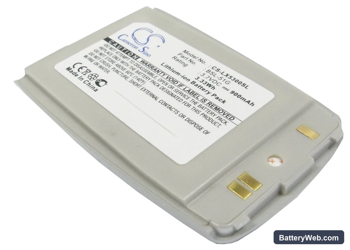 LG 5300 Replacement Battery, 3.7V, 900mAh, Li-ion 1
