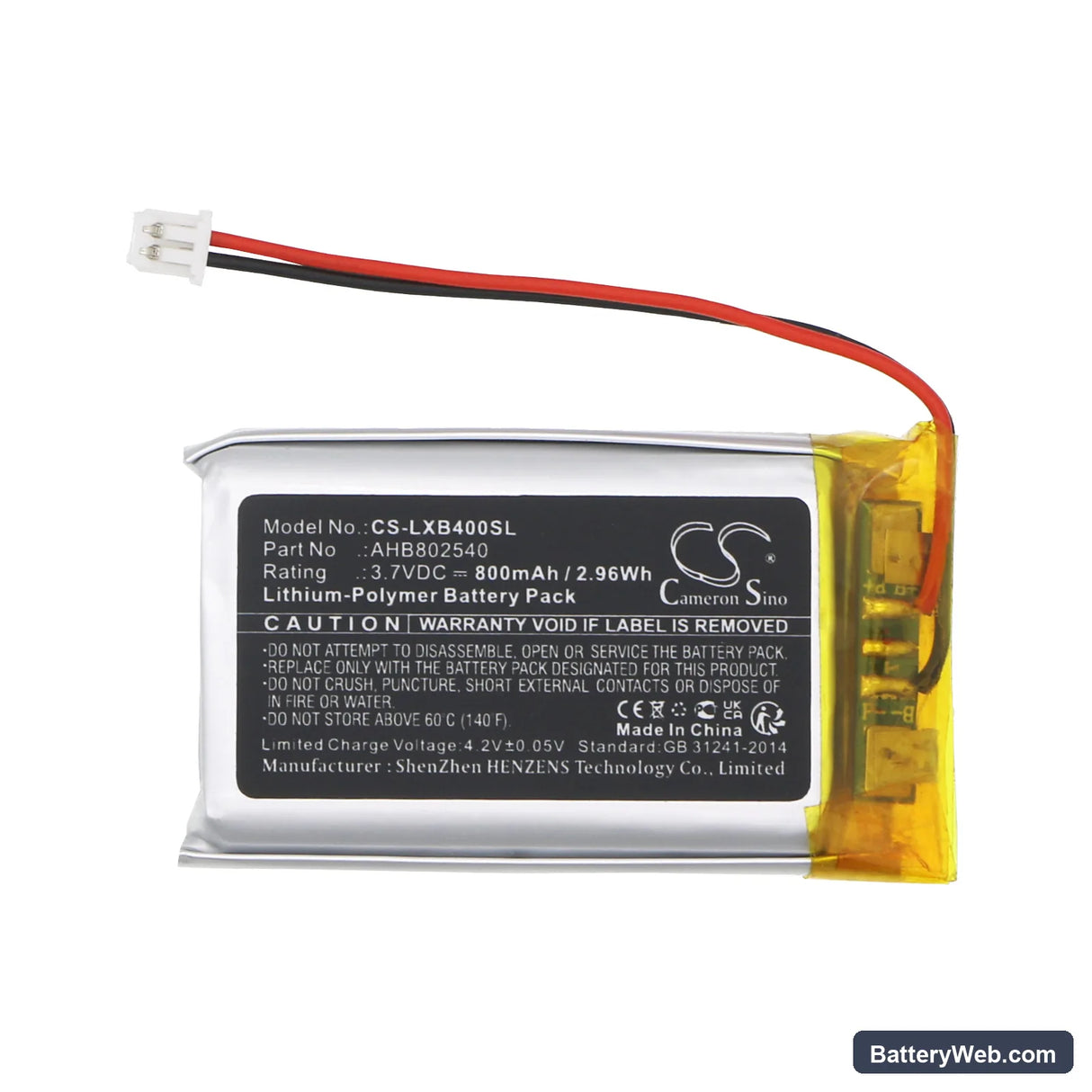 LEXIN LX-B4FM Replacement Battery, 3.7V, 800mAh, Li-Polymer 3