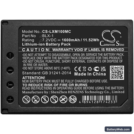Olympus OM SYSTEM OM-1 Replacement Battery, 7.2V, 1600mAh, Li-ion 3