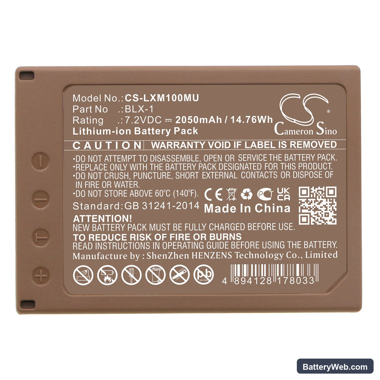 Olympus OM SYSTEM OM-1 Replacement Battery, 7.2V, 2050mAh, Li-ion 5