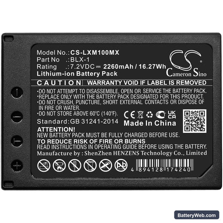 Olympus OM SYSTEM OM-1 Replacement Battery, 7.2V, 2260mAh, Li-ion 3