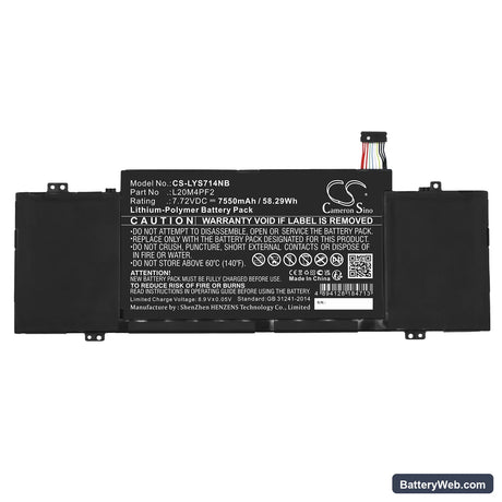 Lenovo Yoga Slim 7 Carbon 14ACN6 82L0005BVN Replacement Battery, 7.72V, 7550mAh, Li-Polymer 3