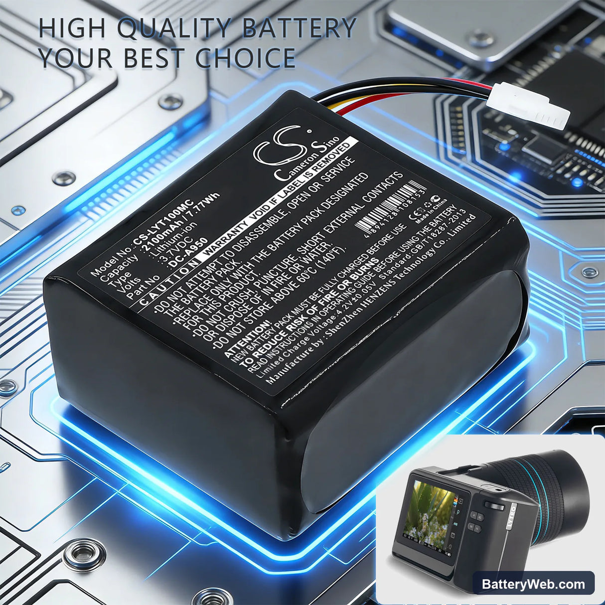 LYTRO ILLum A1 Replacement Battery, 3.7V, 2100mAh, Li-ion 6