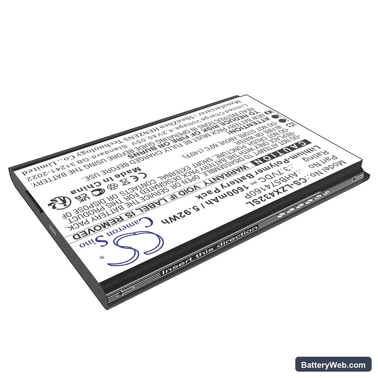 Launch X431 Replacement Battery, 3.7V, 1600mAh, Li-Polymer 2