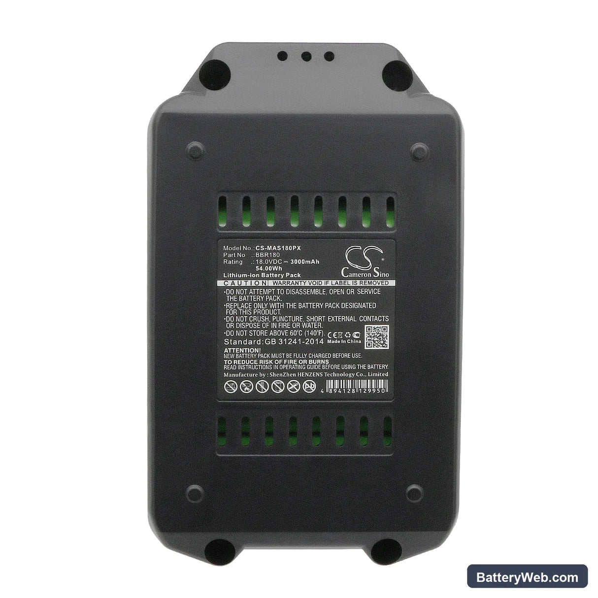 Meister Craft MAS180 Replacement Battery, 18V, 3000mAh, Li-ion 5