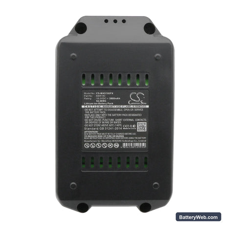 Meister Craft MAS180 Replacement Battery, 18V, 3000mAh, Li-ion 5