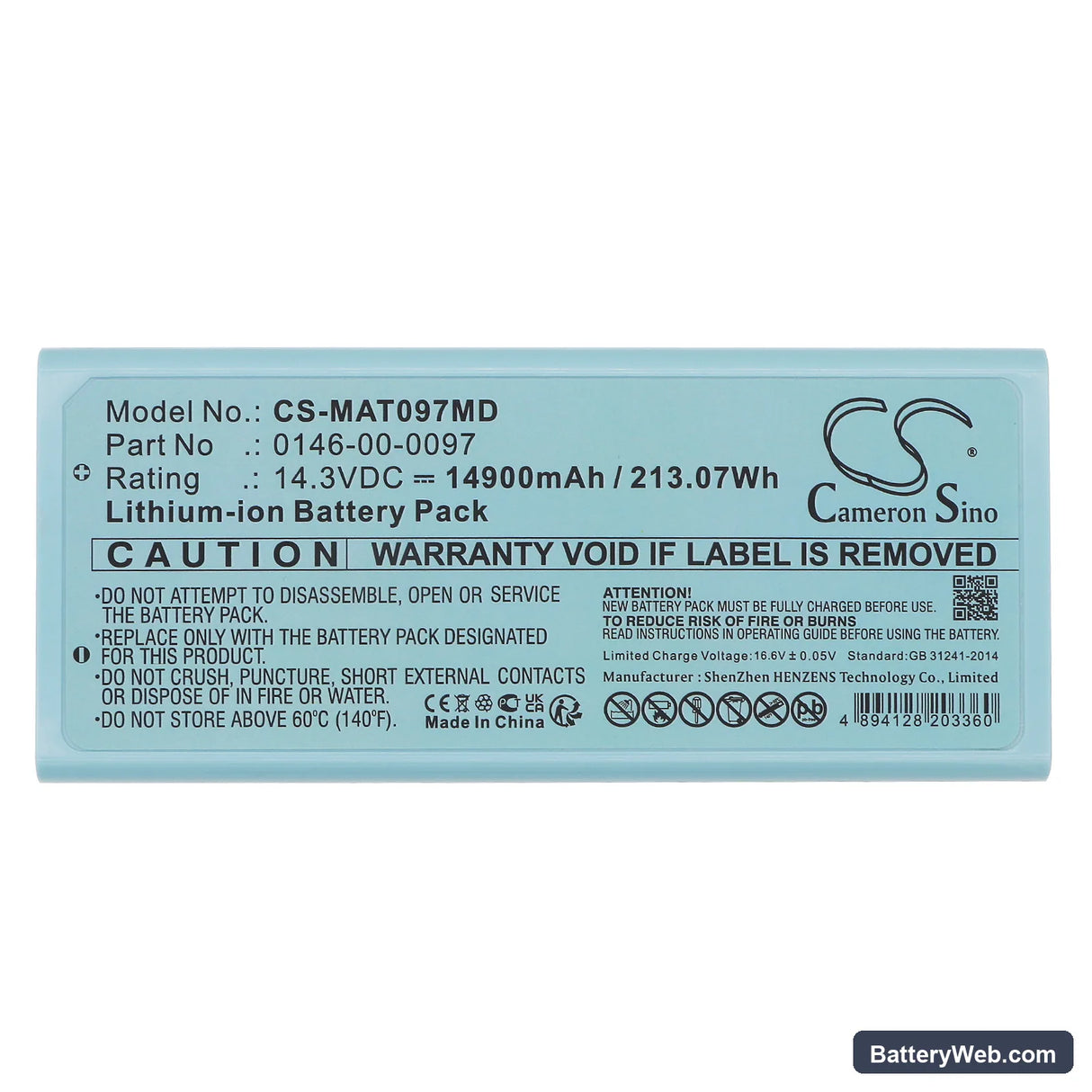 Maquet Cardiosave hybrid Replacement Battery, 14.3V, 14900mAh, Li-ion 5