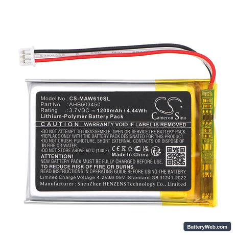 Omen MAW610M Mouse Replacement Battery, 3.7V, 1200mAh, Li-Polymer 3