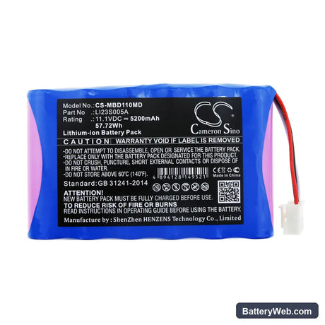 Mindray Umec10 Replacement Battery, 11.1V, 5200mAh, Li-ion 3