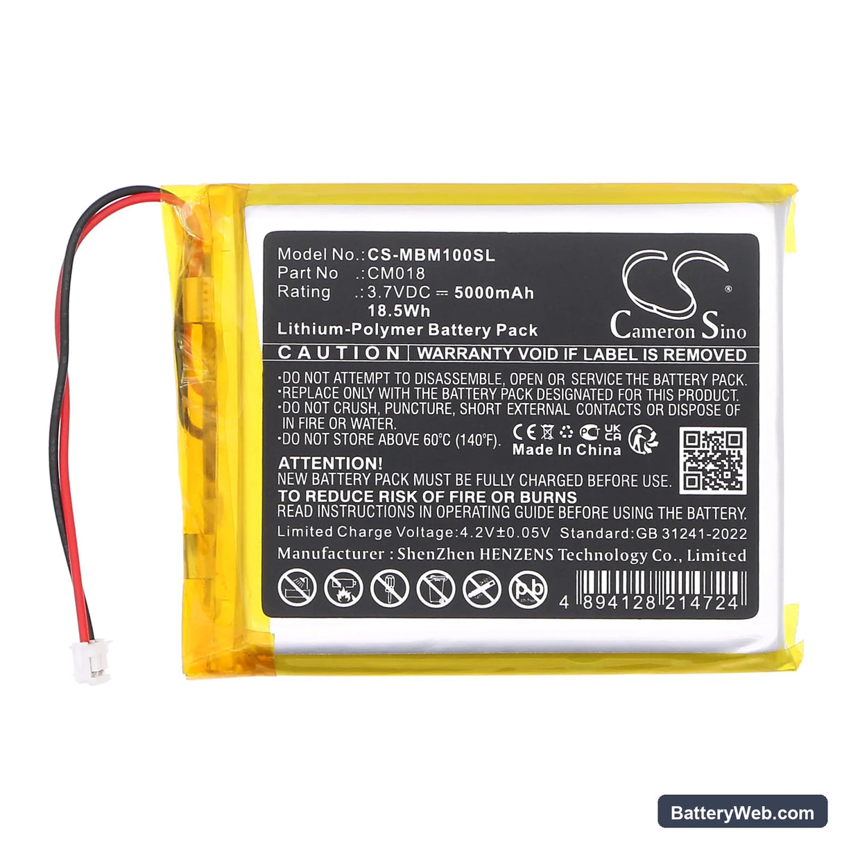 Imilab M1 Replacement Battery, 3.7V, 5000mAh, Li-Polymer 3