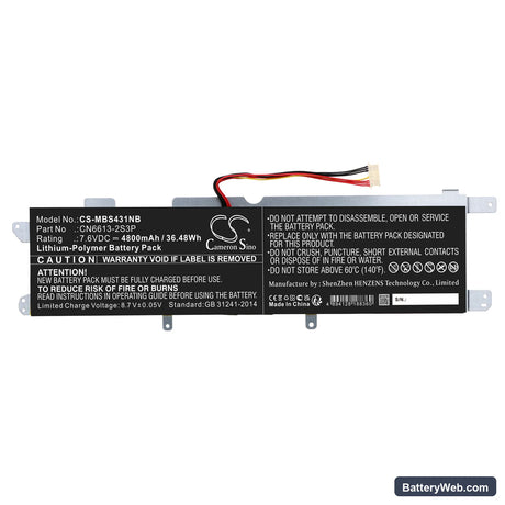 Avita NS14A2 Replacement Battery, 7.6V, 4800mAh, Li-Polymer 3