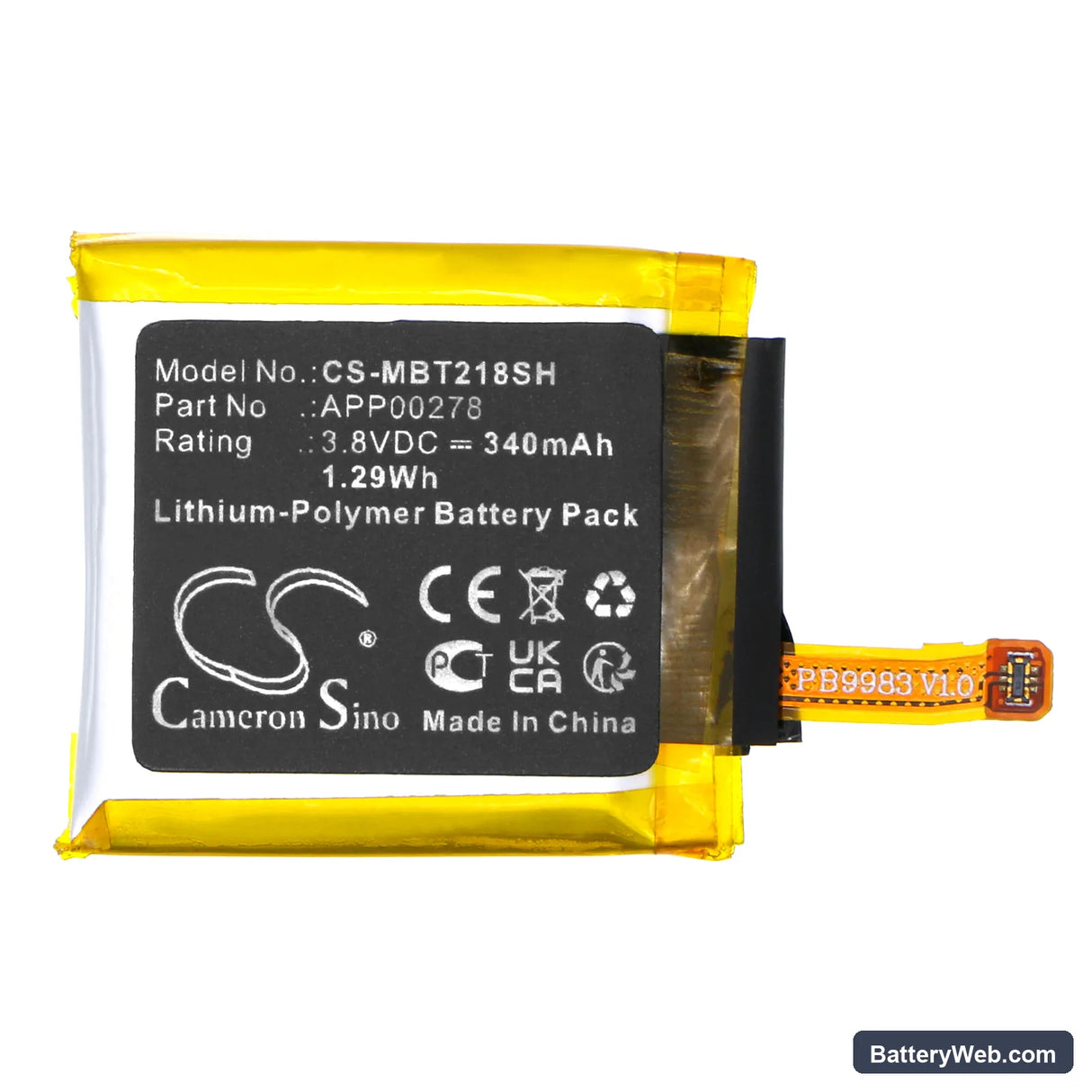 Montblanc SUMMIT S2T18 Replacement Battery, 3.8V, 340mAh, Li-Polymer 3