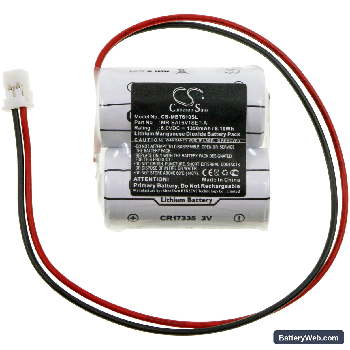 Mitsubishi MR-BAT6V1SET-A Replacement Battery, 6V, 1350mAh, Li-MnO2 3