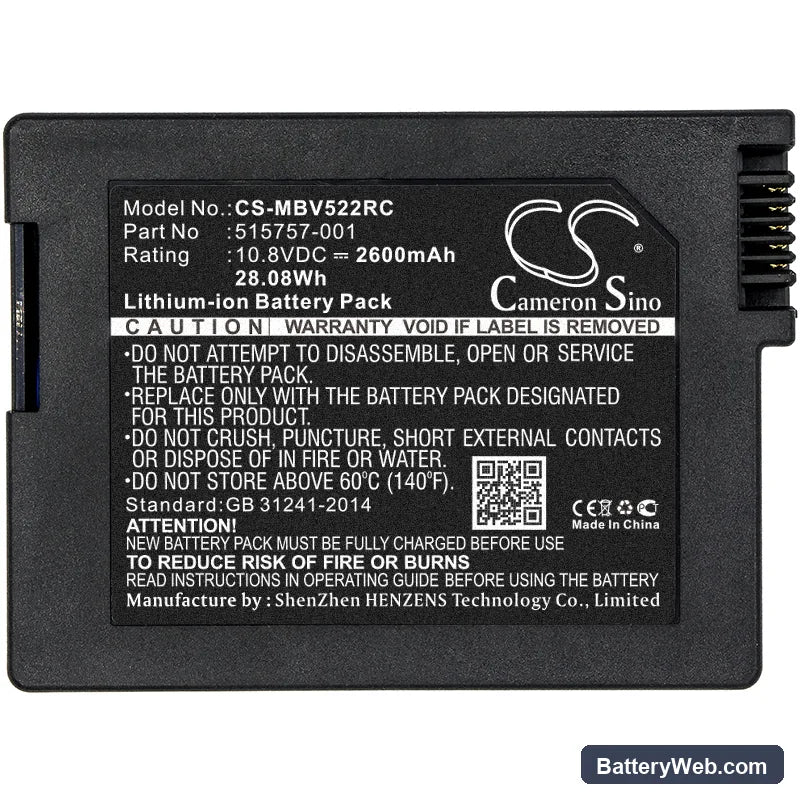 Motorola SBV5220 Replacement Battery, 10.8V, 2600mAh, Li-ion 3