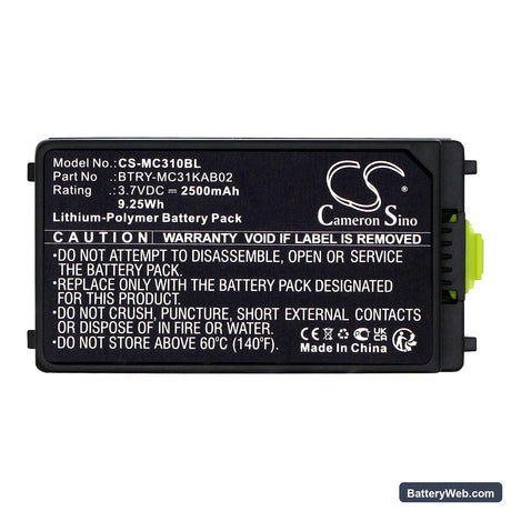 Zebra MC3100 Replacement Battery, 3.7V, 2500mAh, Li-Polymer 5