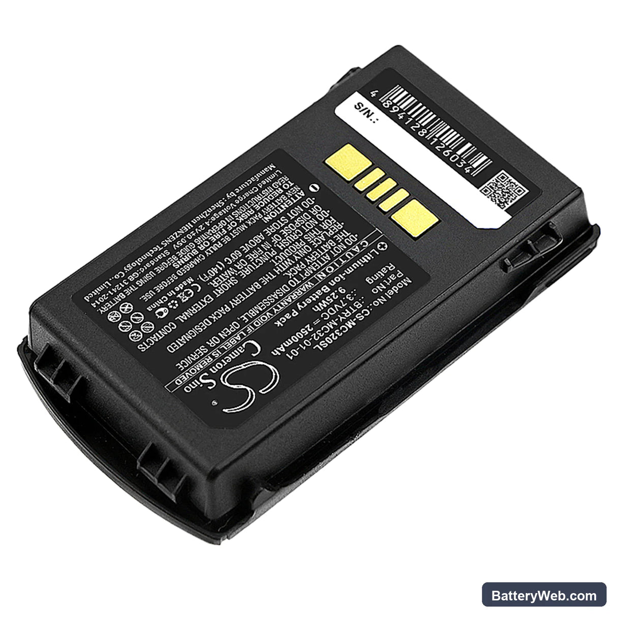 Zebra MC3200 Replacement Battery, 3.7V, 2500mAh, Li-ion 2