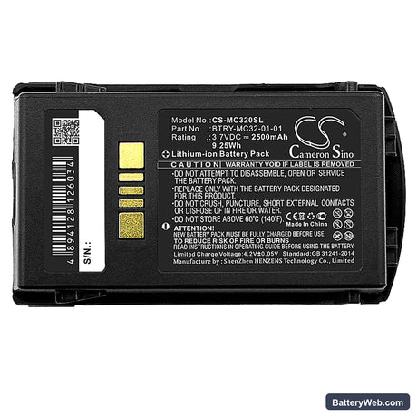 Zebra MC3200 Replacement Battery, 3.7V, 2500mAh, Li-ion 5