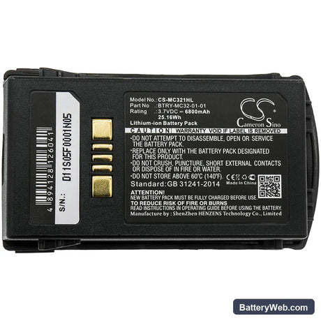 Motorola MC3200 Replacement Battery, 3.7V, 6800mAh, Li-ion 3