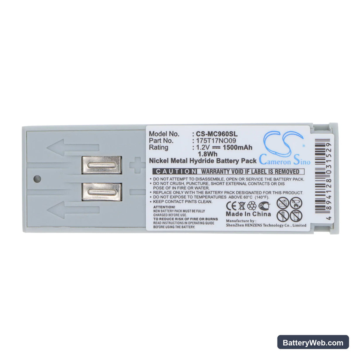 3M C960 Headset Replacement Battery, 1.2V, 1500mAh, Ni-MH 5