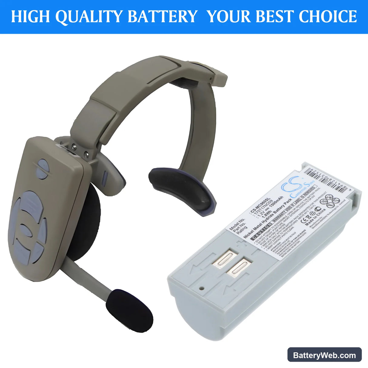 3M C960 Headset Replacement Battery, 1.2V, 1500mAh, Ni-MH 6