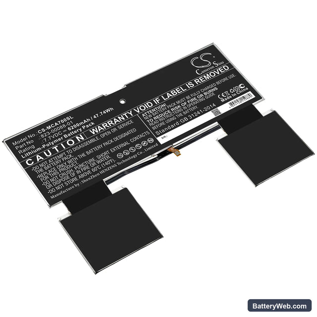 Microsoft Surface A70 Replacement Battery, 7.7V, 6200mAh, Li-Polymer 1