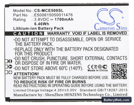 Mobistel Cynus E5 Replacement Battery, 3.8V, 1700mAh, Li-ion 5