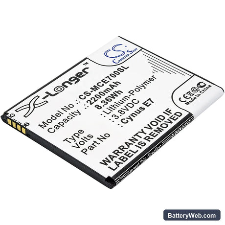 Mobistel Cynus E7 Replacement Battery, 3.8V, 2200mAh, Li-Polymer 1