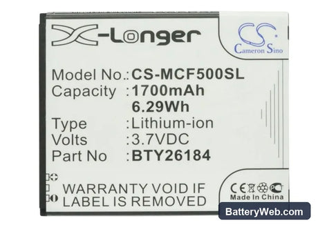 Mobistel Cynus F5 Replacement Battery, 3.7V, 1700mAh, Li-ion 5