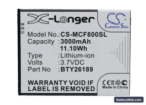 Mobistel Cynus F8 Replacement Battery, 3.7V, 3000mAh, Li-ion 1